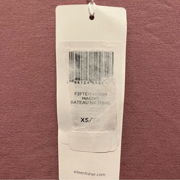 NWT Eileen Fisher XS Magnolia Pink Bateau Neck Tunic 3/4 Sleeve Split Hem Tencel - Picture 3 of 6